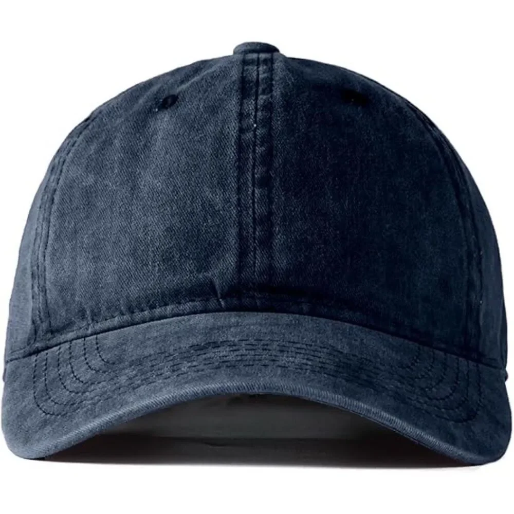 Unisex Navy Washed 100% Cotton Adjustable Size Strap Casual Classic Baseball Cap
